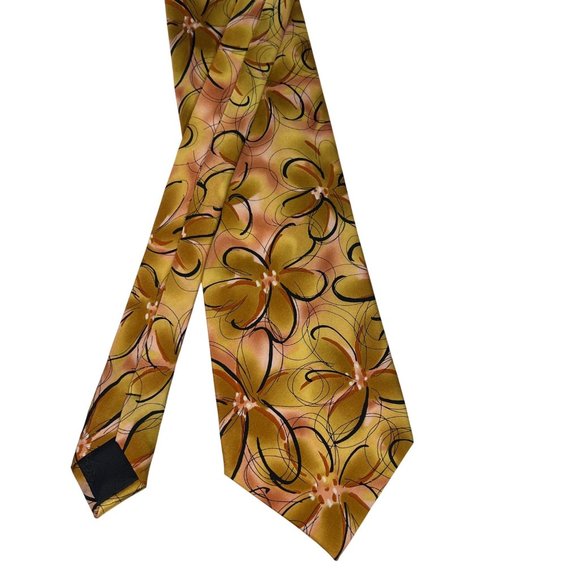 2006 J. Garcia Butterfly Study Tie 100% Silk Floral Gold Collection Forty-Two - Picture 1 of 7